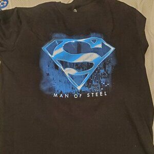 Superman Man of Steel Graphic T-Shirt Size Medium Black DC Comics